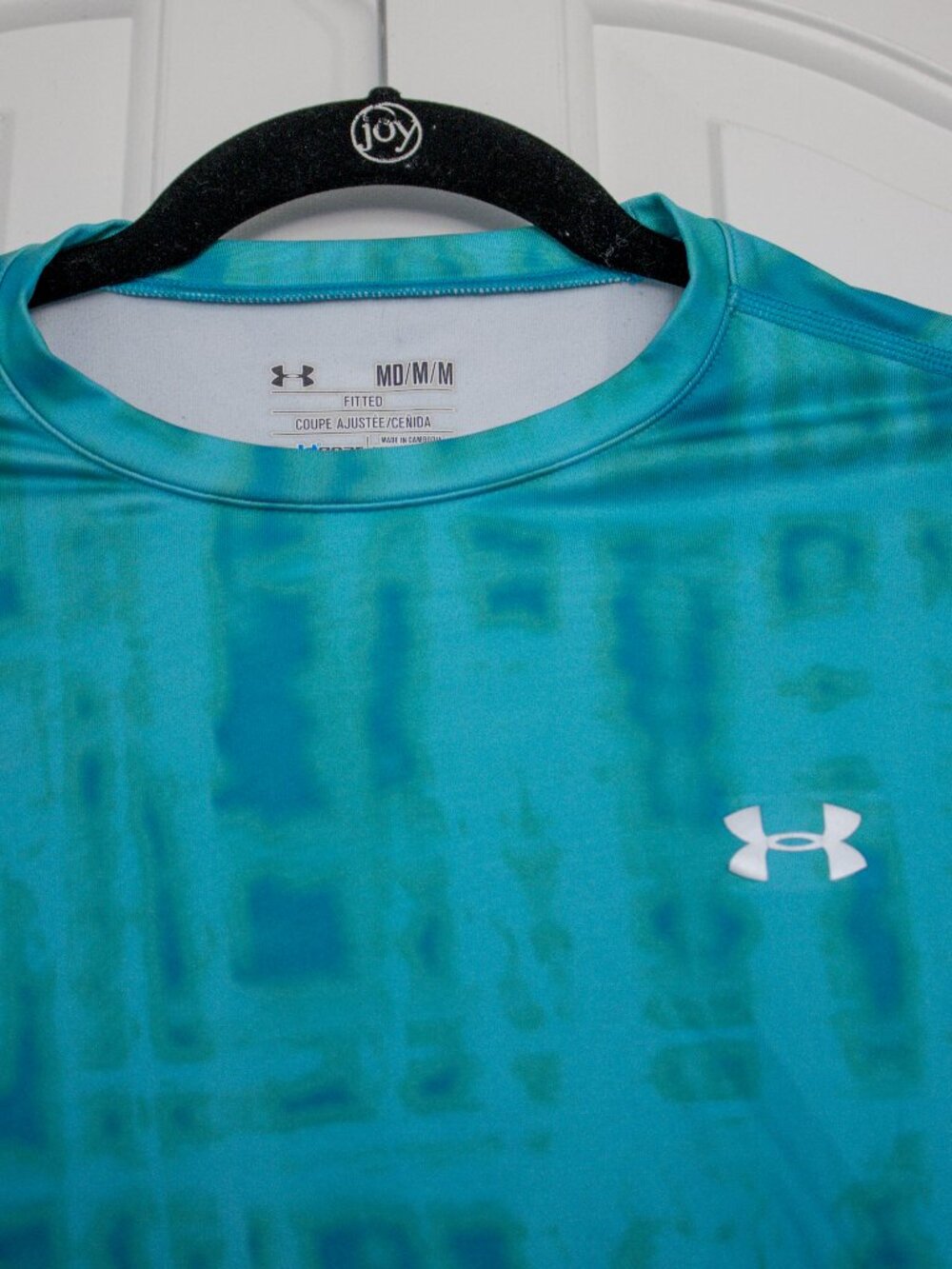 Under Armour Teal Green Blue Tie Dye Fitted Cold Gear Long Sleeve Shirt - Picture 2 of 3
